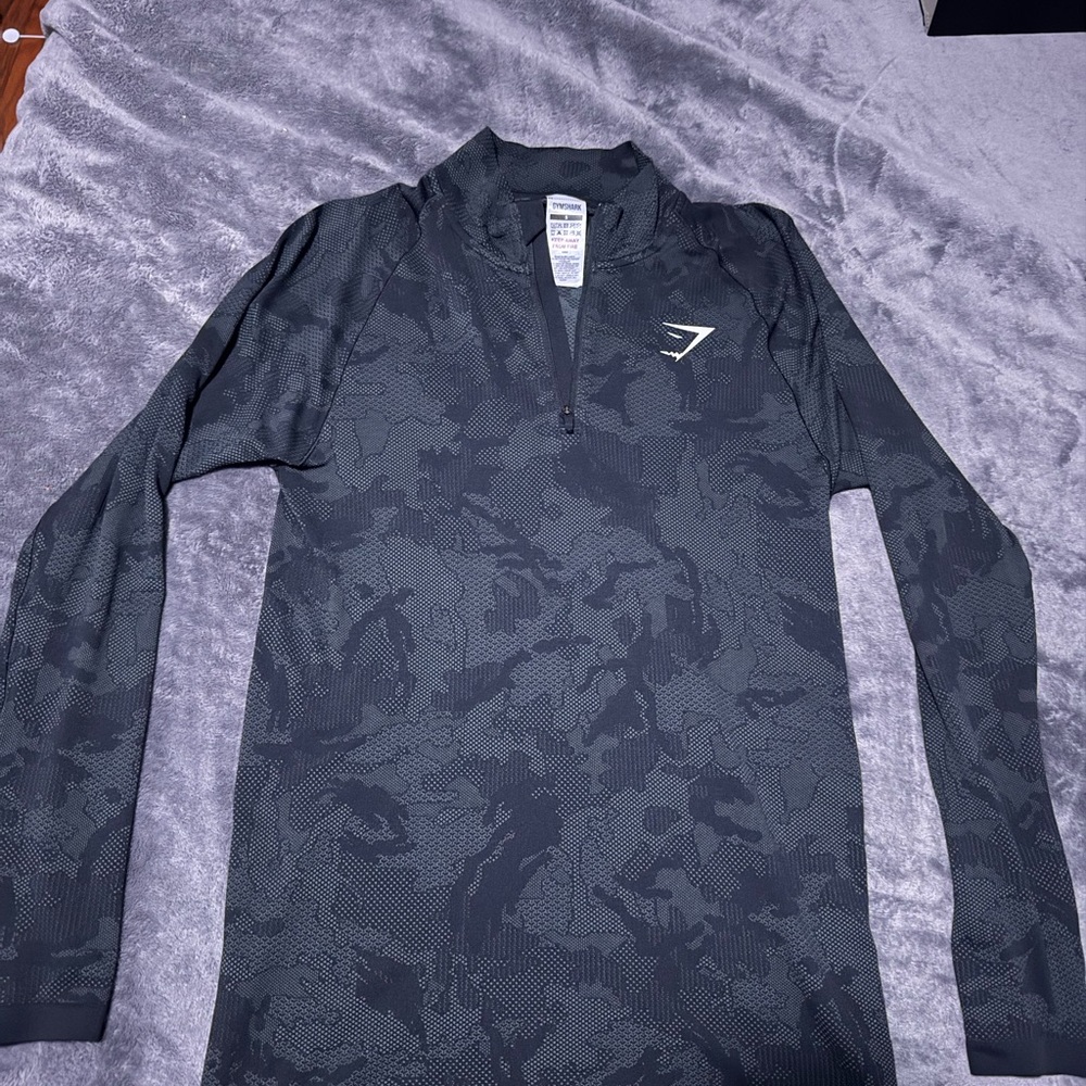 Gymshark CEO Seamless Gray Camouflage Quarter-Zip Top
